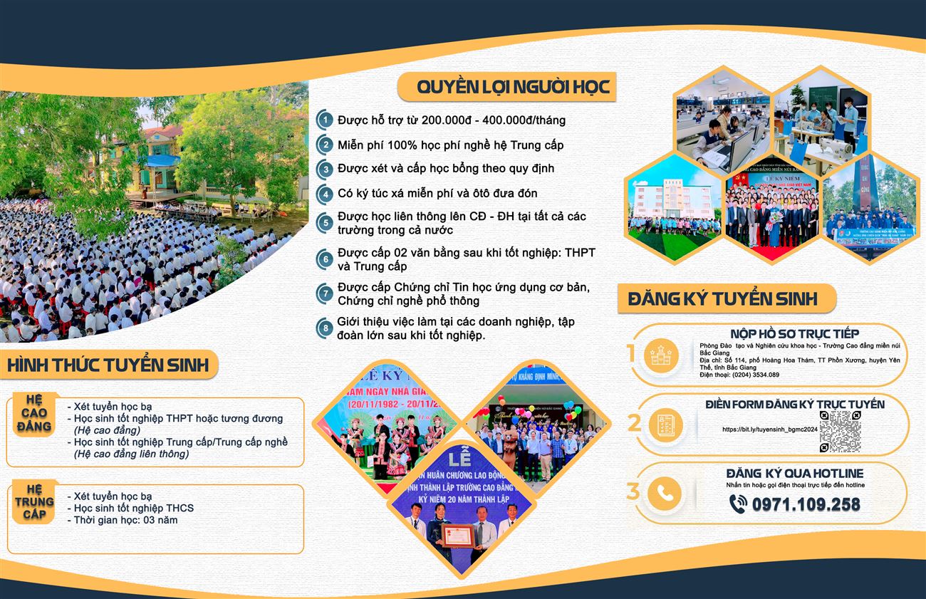 Trường Cao đẳng miền núi Bắc Giang thông báo tuyển sinh cao đẳng, trung cấp chính quy năm 2024 copy 007790